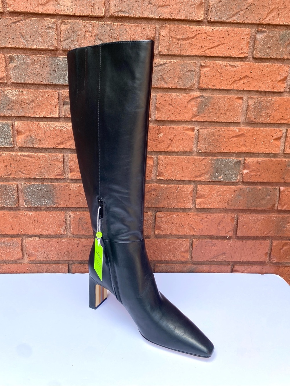 NWT Sam Edelman Black Knee-High Leather Heeled Boots 9